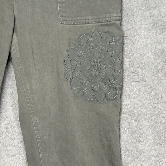 J Jill Women’s 12 Ankle Pants Green High Rise Embroidered - Picture 2 of 12
